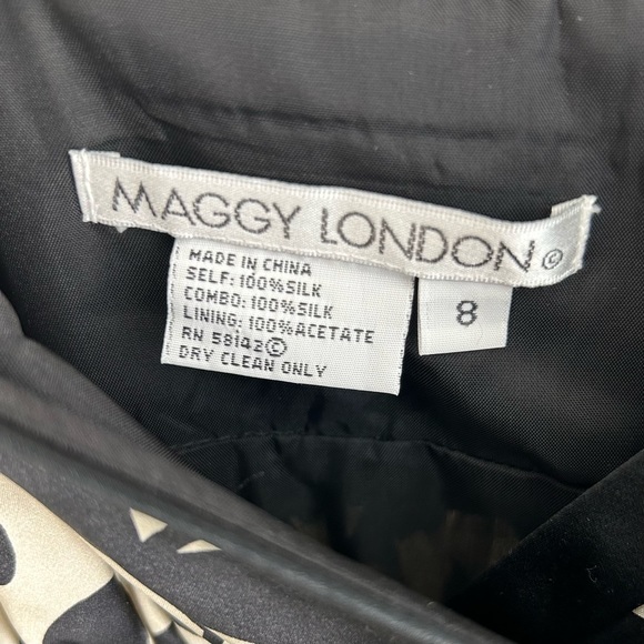 Maggy London 100% Silk Babydoll Dress, Black and Cream, Excellent Condition - Picture 3 of 9